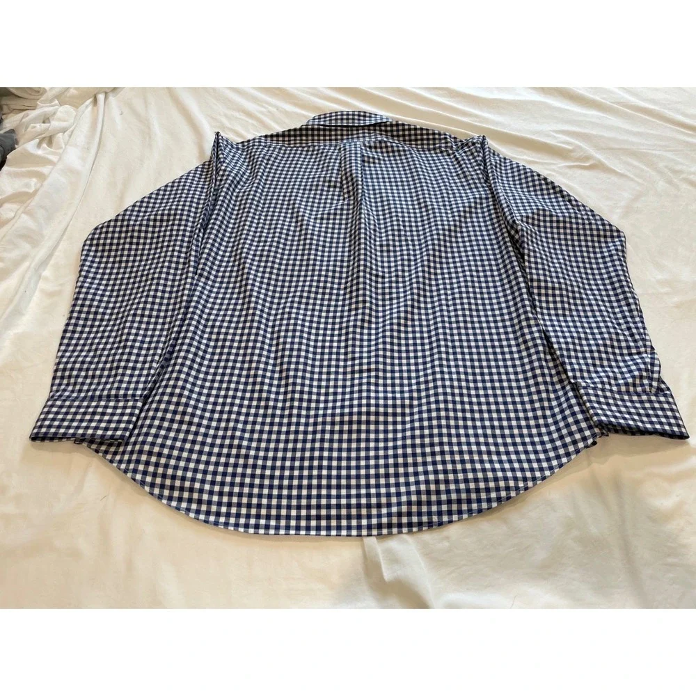 Polo Ralph Lauren Mens XL Custom Fit Gingham Shirt Navy Blue White Long Sleeve